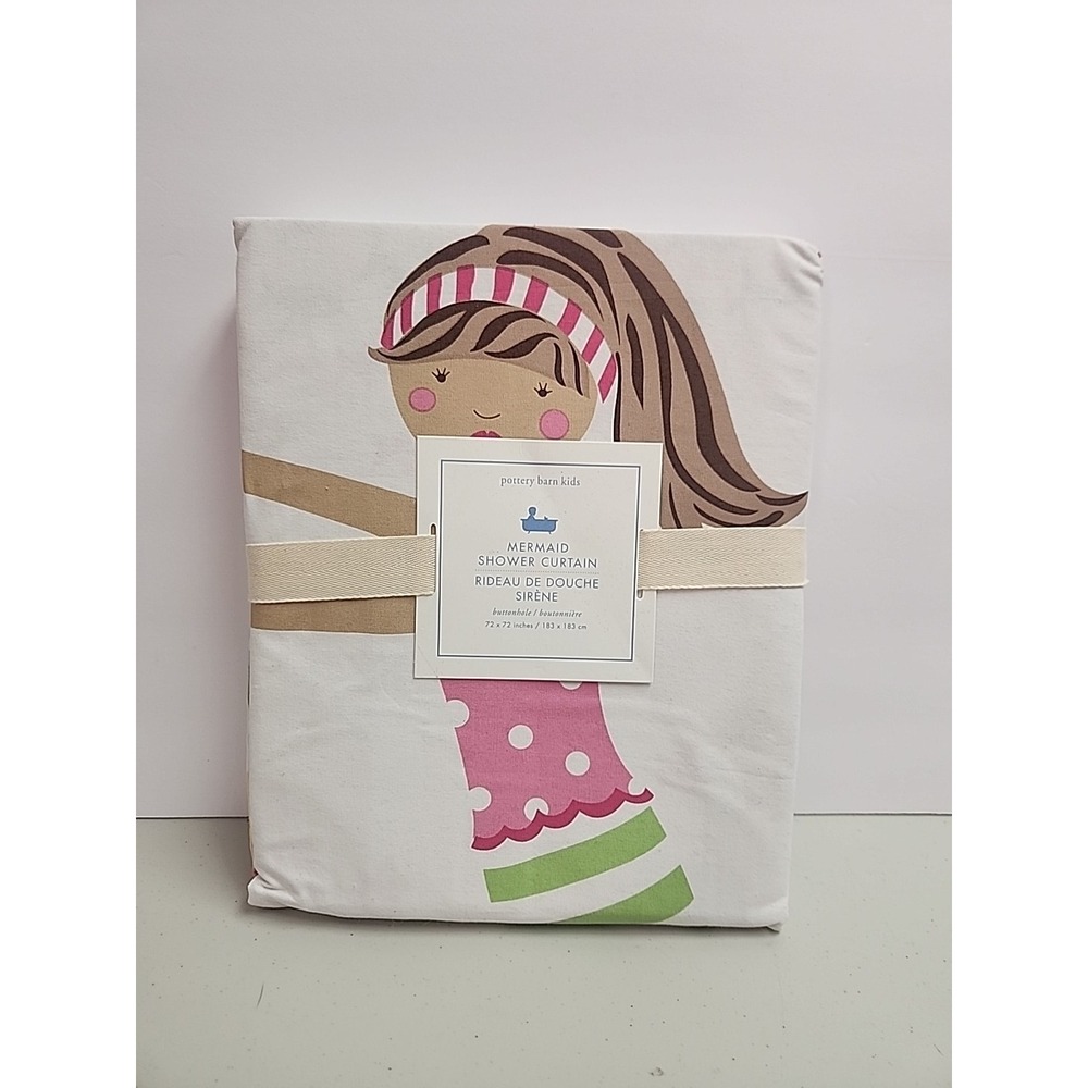 Pottery Barn Kids Mermaid Shower Curtain Pink Ocean Nautical Girly *READ